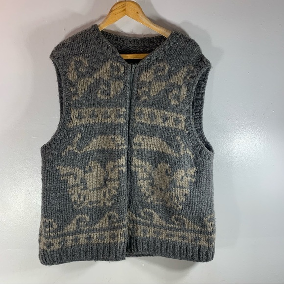 Sweaters - Vintage 79s cowichan  hand made 100% hand made wool cardigan